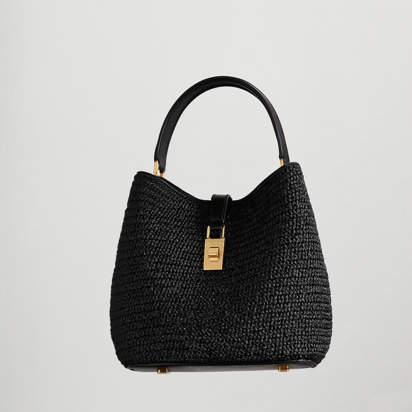 S& L& Le 37 leather-trimmed raffia bucket bag