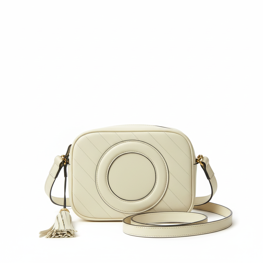 G&M&  B& S&Shoulder White Leather Bag - 21x15.5x5cm